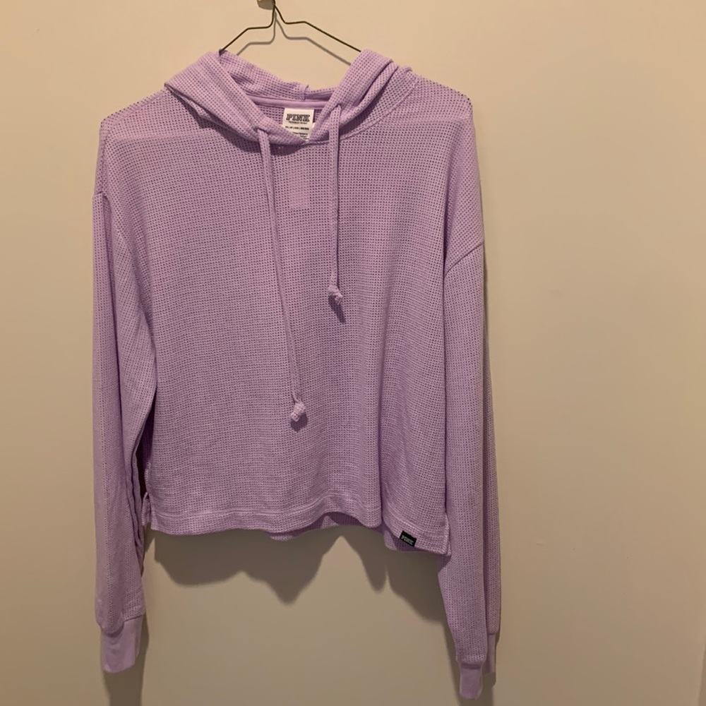 NWT Pink Victoria’s Secret lavender mesh hoodie. Size xs.